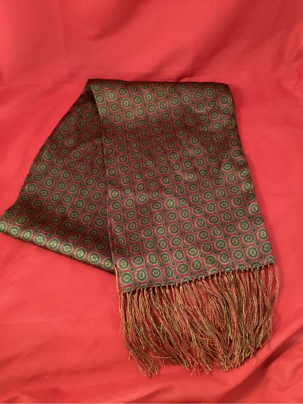 Red, blue and gold tone rectangular Medallion Men’s Scarf